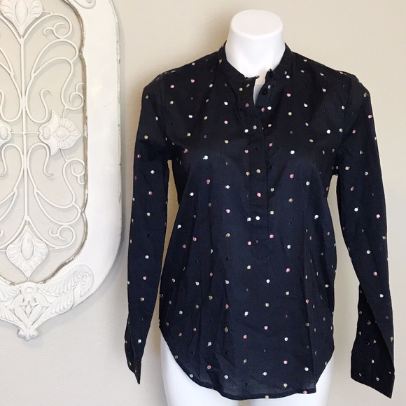Lucky Brand Tops - Lucky Brand | Navy Colorful Polka Dot Popover S